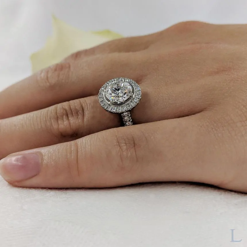 Platinum 1.83ct Diamond Halo Engagement Ring
