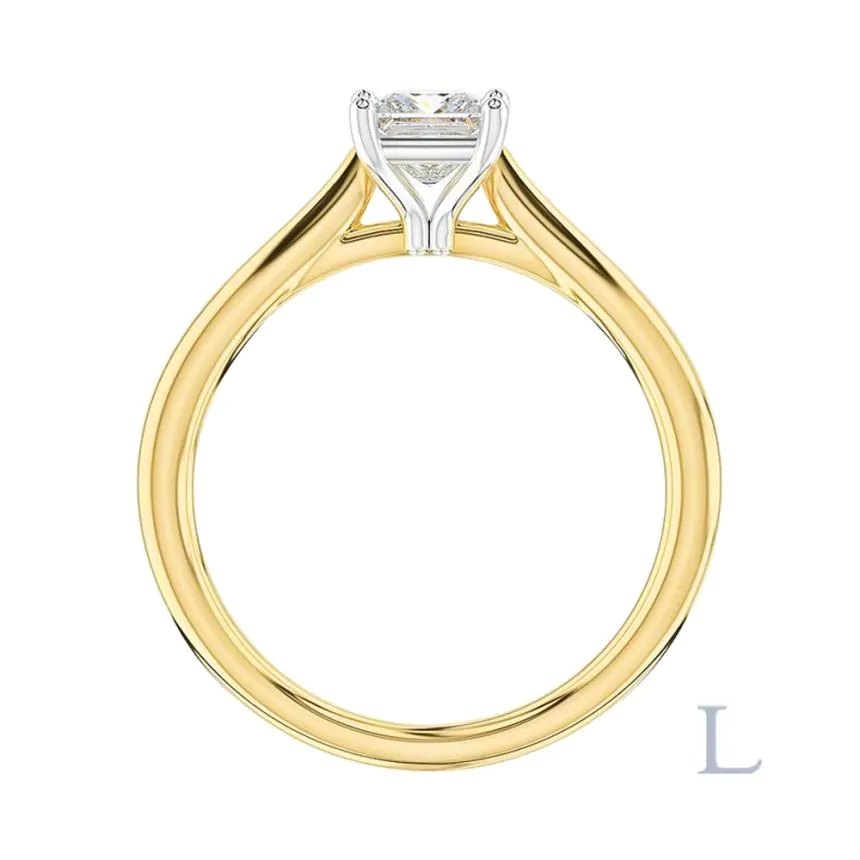 18ct Yellow Gold & Platinum 0.40ct F VS2 Princess Cut Diamond Solitaire Ring