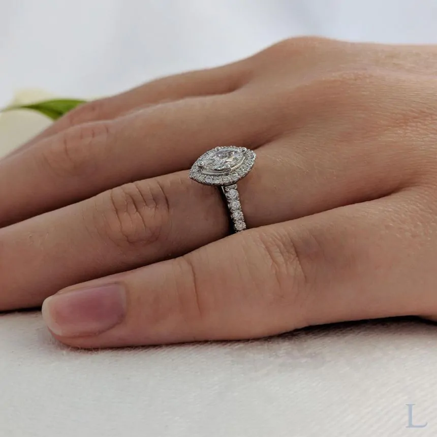 Platinum 0.30ct G VVS1 Marquise Cut Diamond Halo Ring