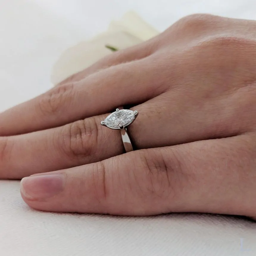 Platinum 0.52ct F SI1 Marquise Cut Diamond Solitaire Ring