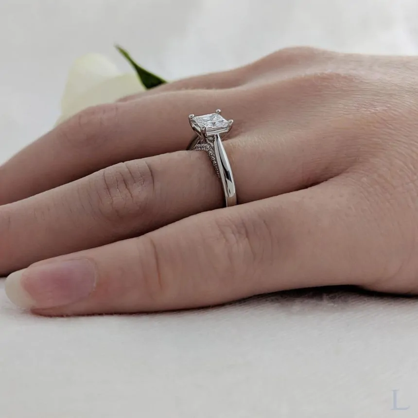 Platinum 0.72ct E SI1 Princess Cut Diamond Solitaire Ring