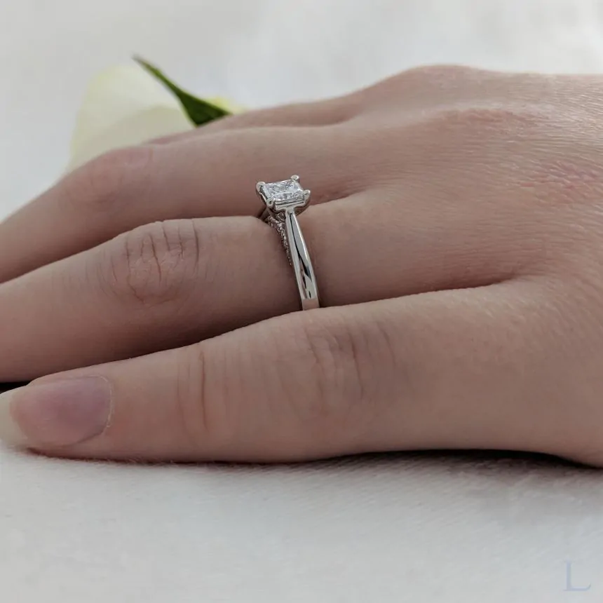 Platinum 0.30ct F SI1 Princess Cut Diamond Solitaire Ring