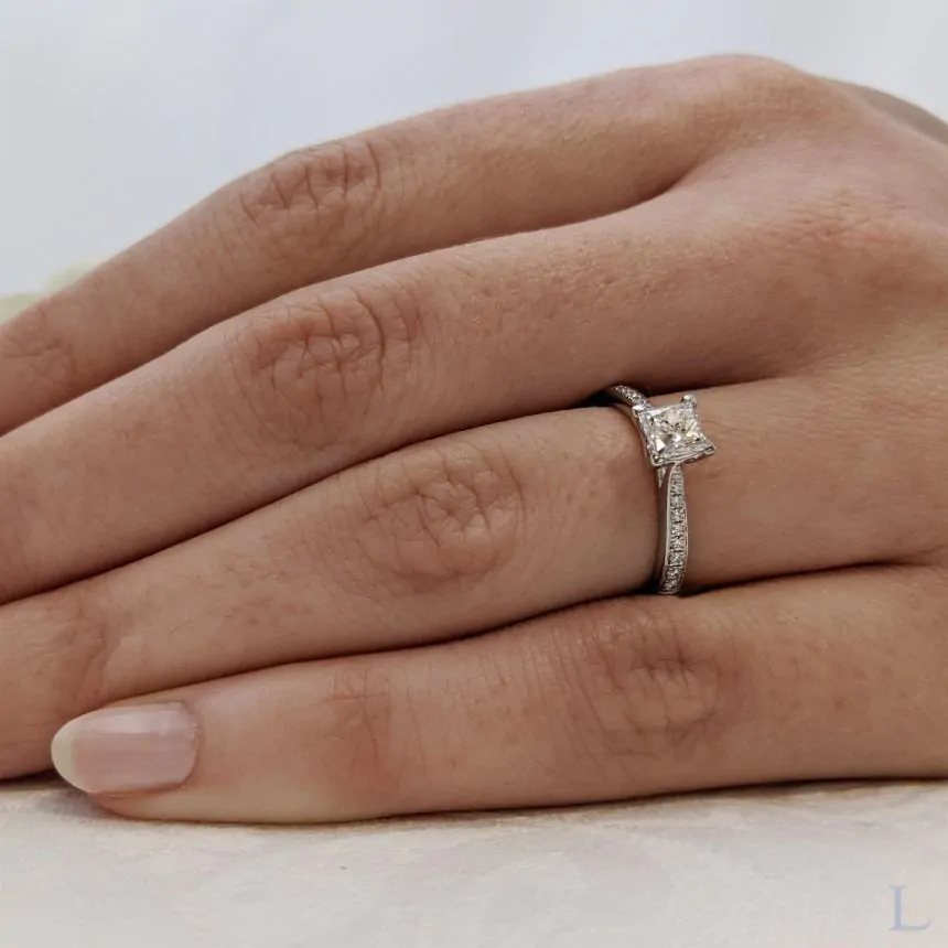 Esme Platinum 0.30ct F/SI1 Princess Cut Diamond Ring