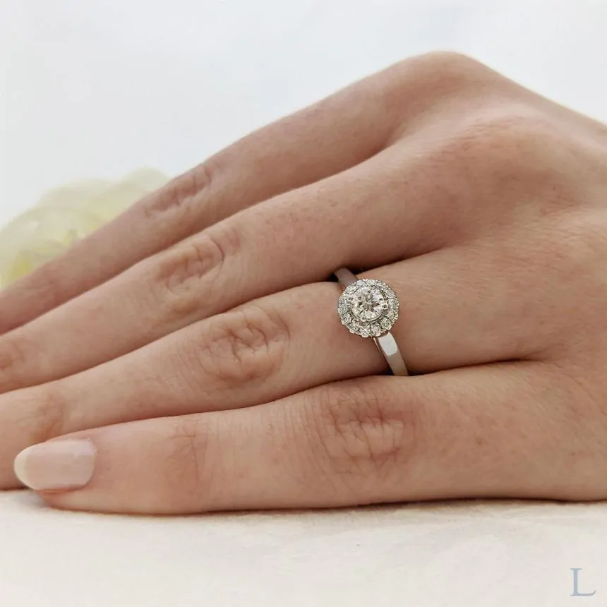 Anna Platinum 0.37ct G SI1 Brilliant Cut Diamond Halo Ring