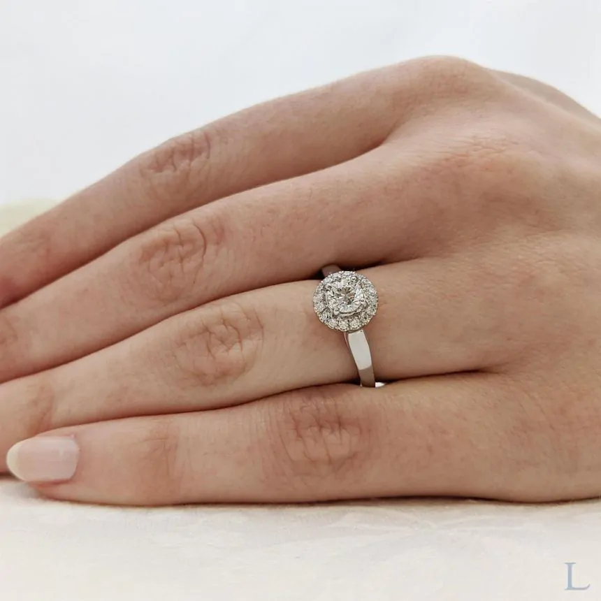 Anna Platinum 0.50ct E SI1 Brilliant Cut Diamond Halo Ring