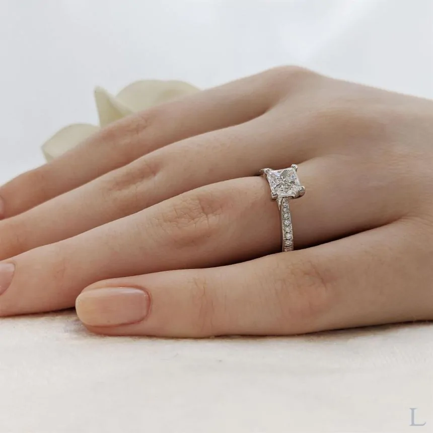 Esme Platinum 0.90ct F SI1 Princess Cut Diamond Solitaire Ring