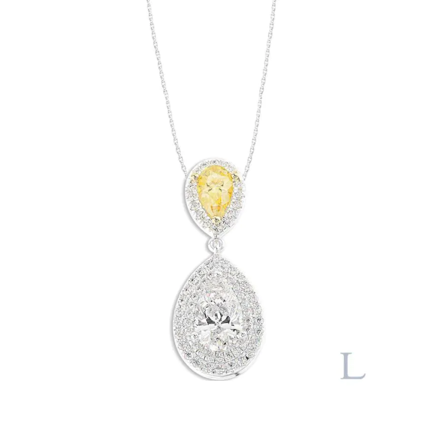 Platinum & 18ct Yellow Gold 0.90ct Pear Shape Cut Diamond Pendant