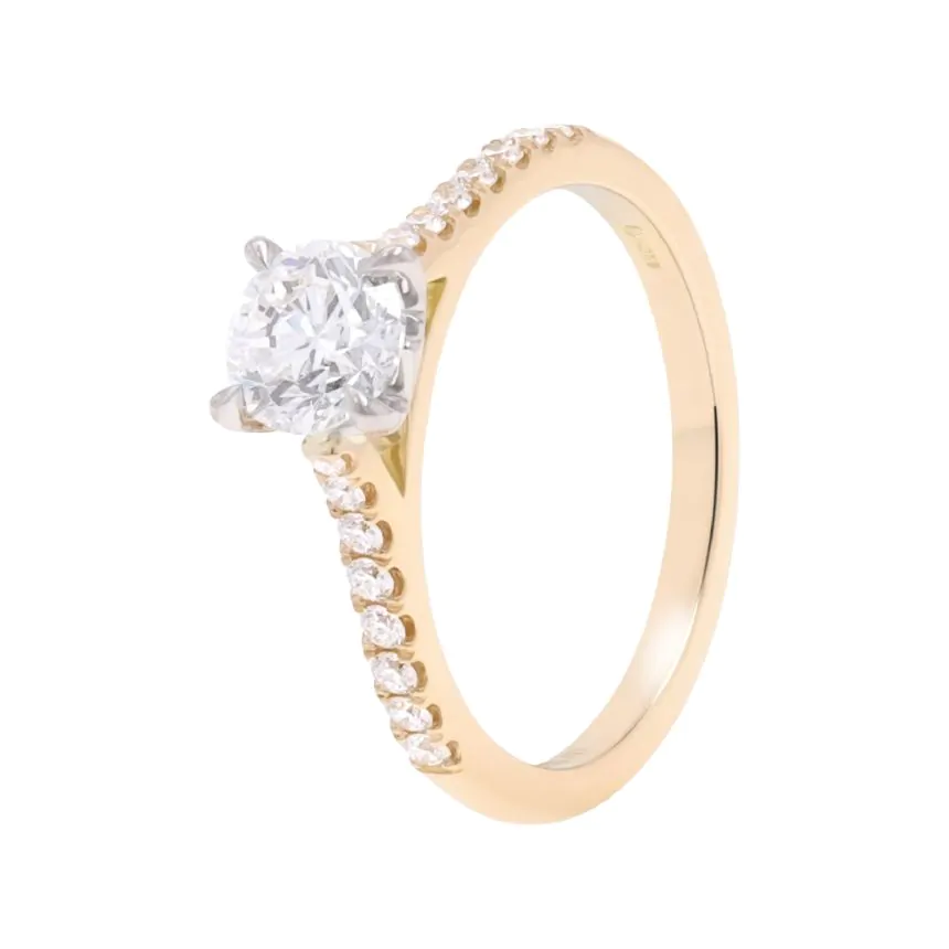 Wendy 18ct Yellow Gold and Platinum 0.70ct Brilliant Cut Diamond Solitaire Ring