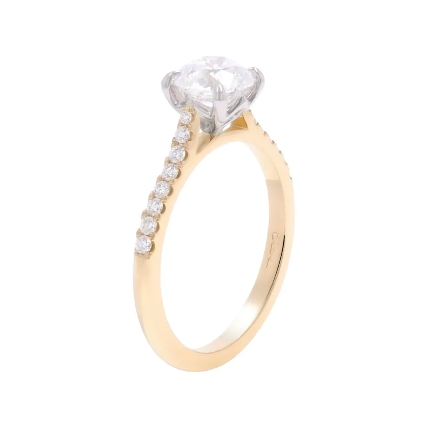 Wendy 18ct Yellow Gold and Platinum 1.01ct Brilliant Cut Diamond Solitaire Ring