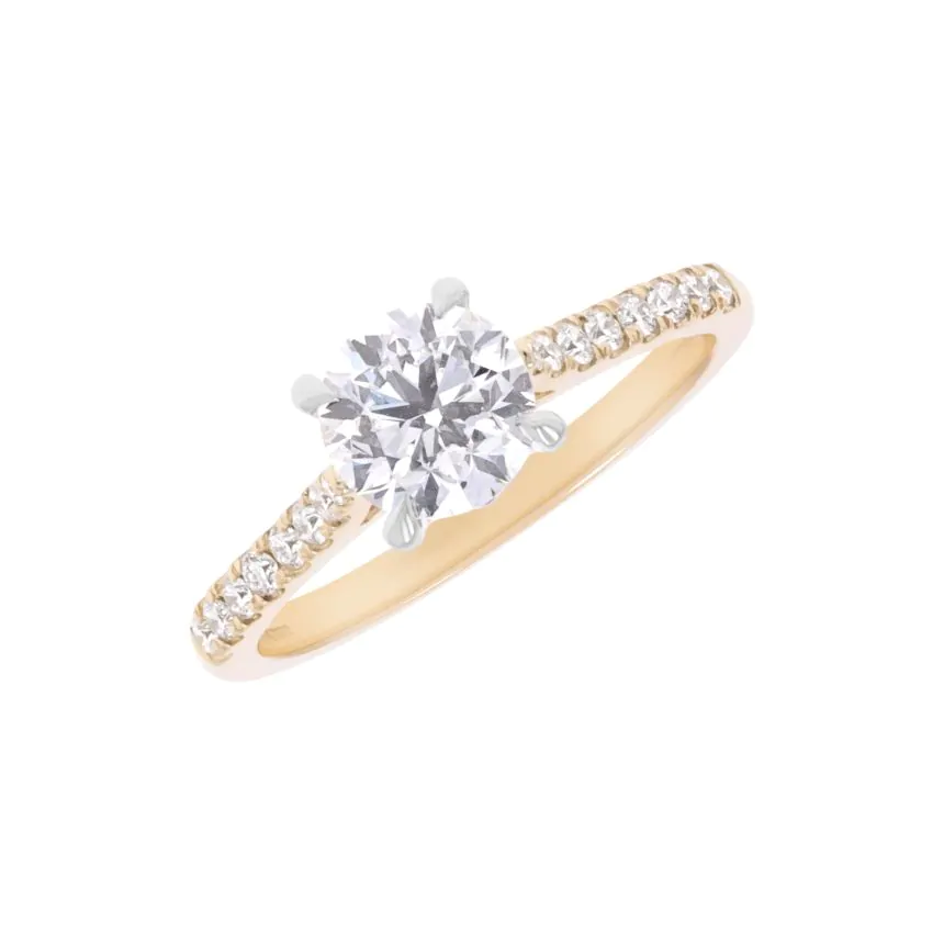 Wendy 18ct Yellow Gold and Platinum 1.01ct Brilliant Cut Diamond Solitaire Ring