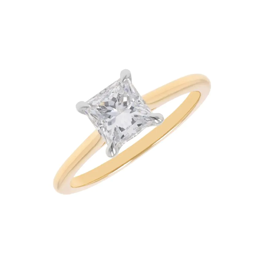 Wendy 18ct Yellow Gold and Platinum 1.01ct Princess Cut Diamond Solitaire Ring