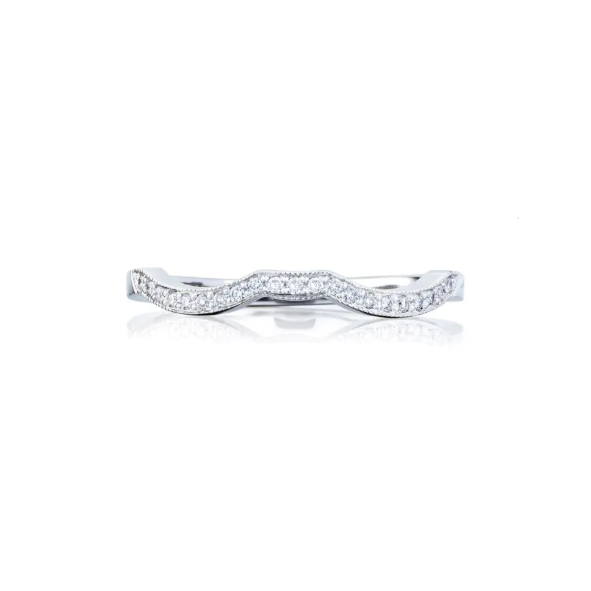 Platinum Ribbon 0.10ct Diamond Half Eternity Ring