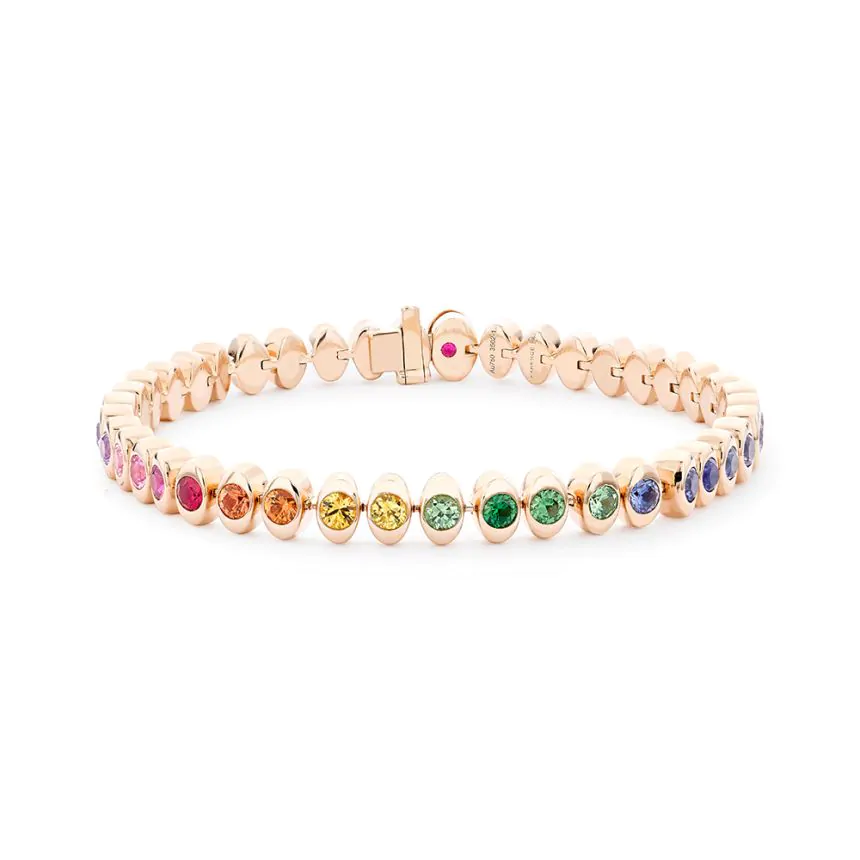 Fabergé Colours of Love Cosmic Curve Rose Gold Rainbow Tennis Bracelet 290040054