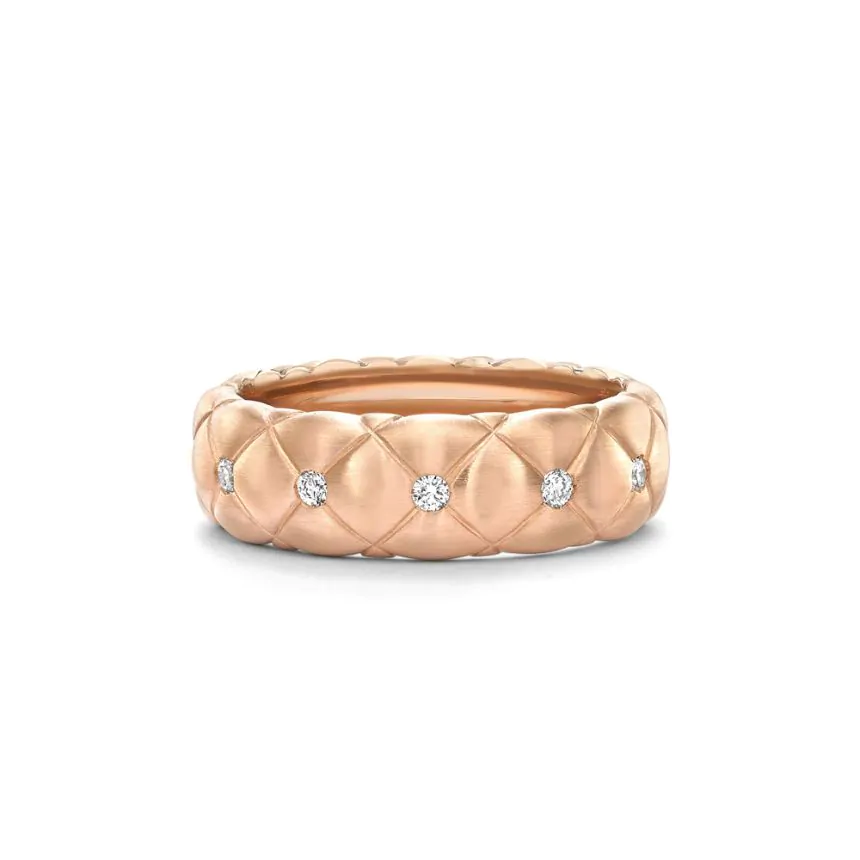 Fabergé Treillage Brushed Rose Gold & Diamond Set Ring 452RG837