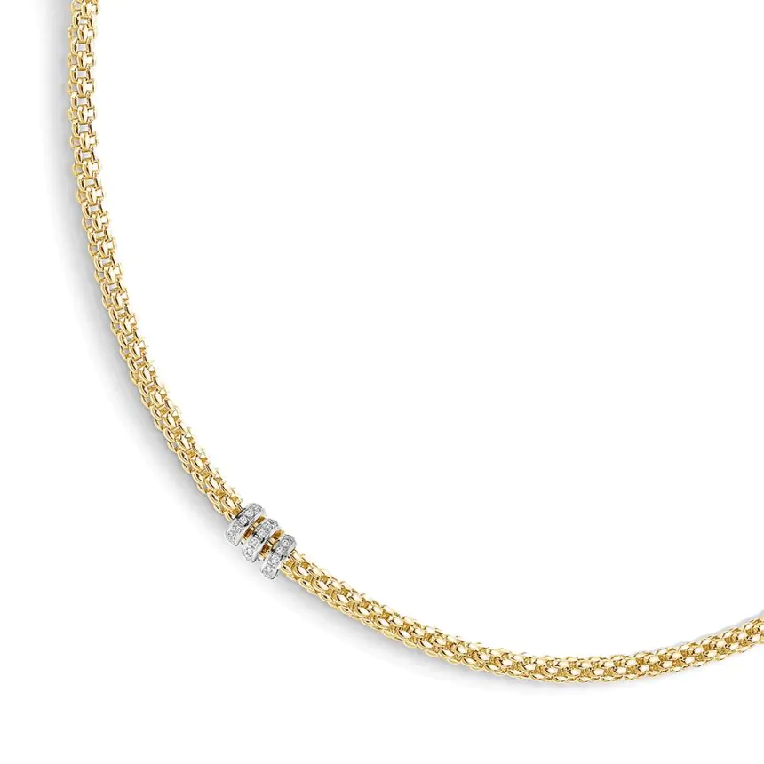 Fope 18ct Yellow and White Gold Flex'It Solo Necklace with 0.30ct Diamonds