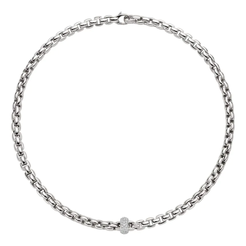Fope Eka 18ct White Gold Rope Necklace with 0.40ct Diamonds