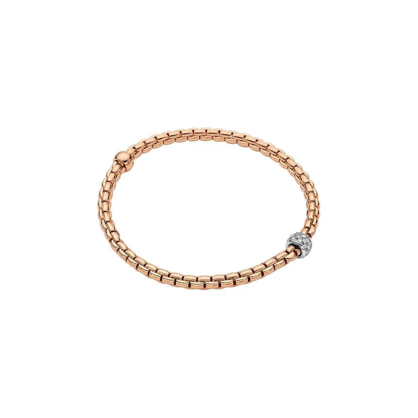 FOPE Eka Tiny 18ct Rose Gold Flex'it 0.19ct Diamond Bracelet