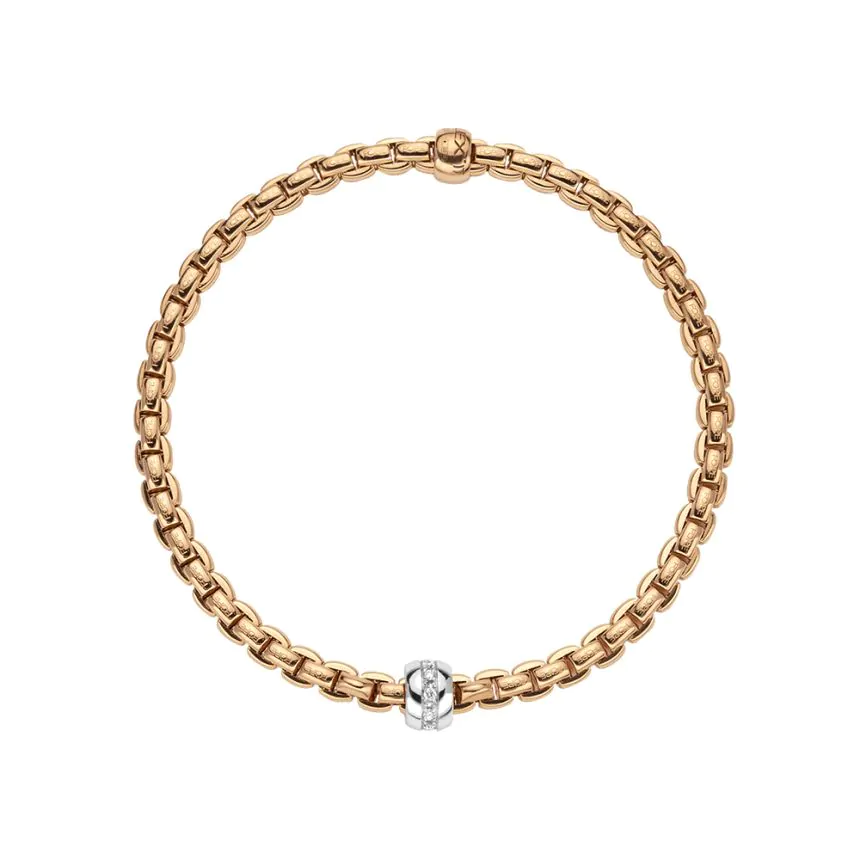 Fope Eka Tiny 18ct Rose Gold Bracelet 0.07ct Diamond set 73301BX_BB_R_XBX_00M