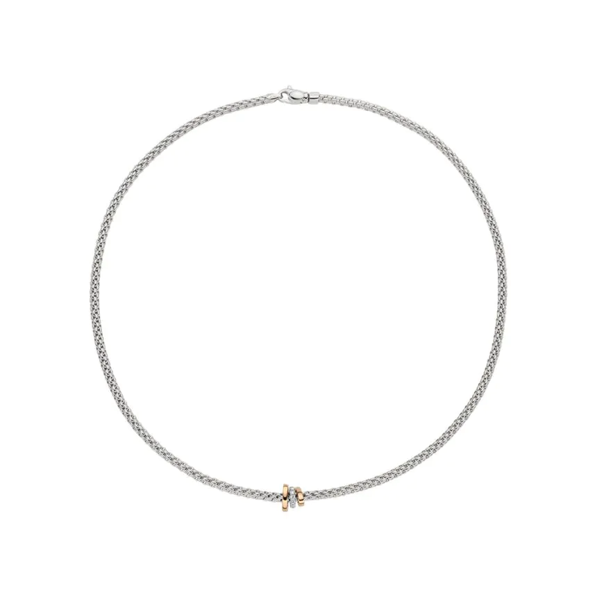 Fope Prima 18ct White Gold Rope Necklace with 0.10ct Diamonds
