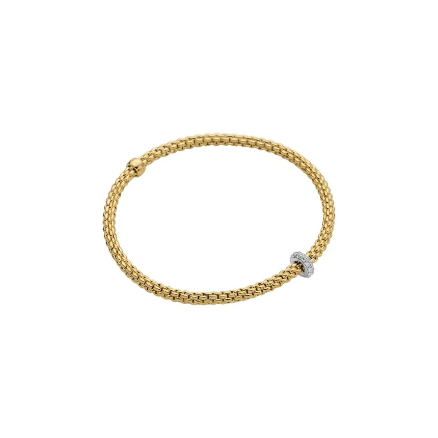 Fope Prima 18ct Yellow Gold 0.18ct Diamond Flex'it Bracelet 74508BX_BB_G_XBX_00S