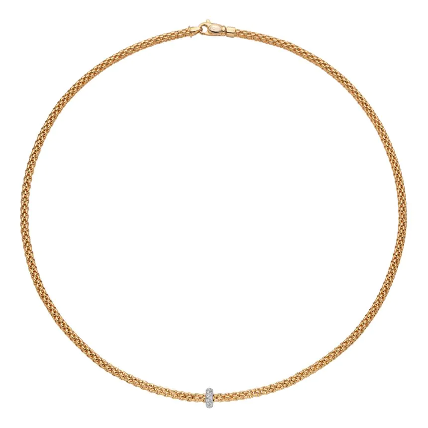 Fope Prima 18ct Yellow Gold Necklet with 0.18ct Diamonds 74508CX_BB_G