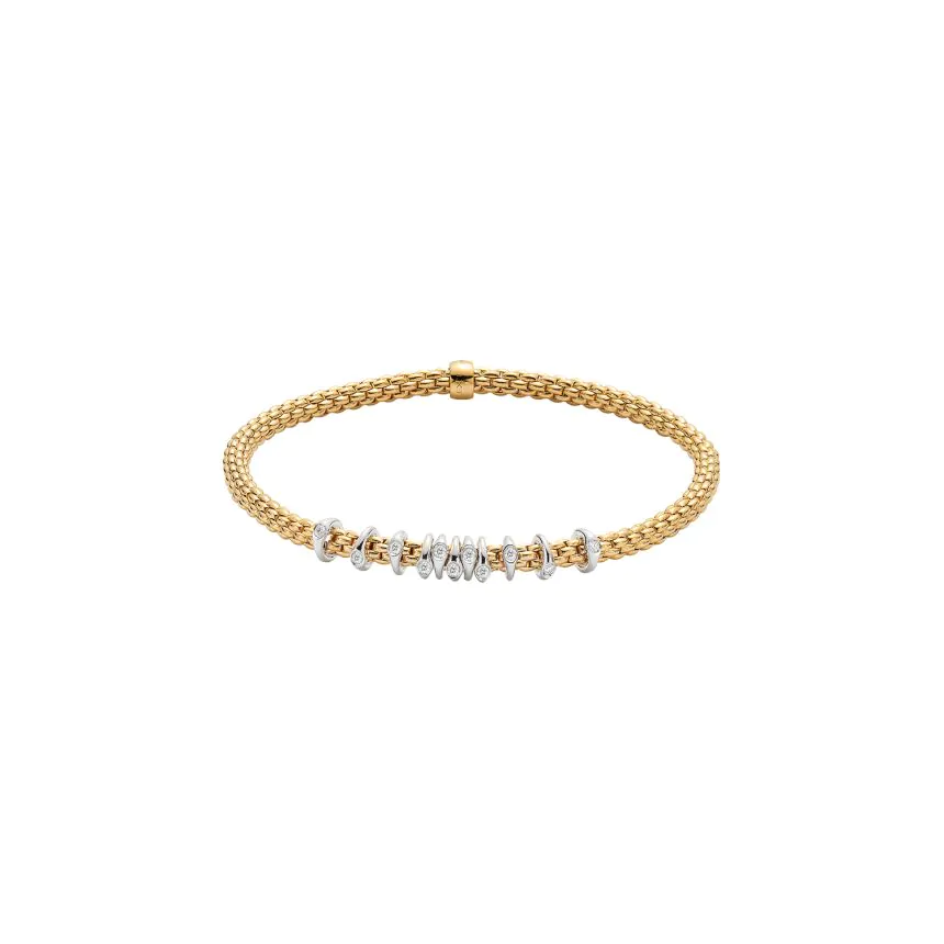 FOPE Prima 18ct Yellow Gold Flex'it 0.15ct Diamond Bracelet