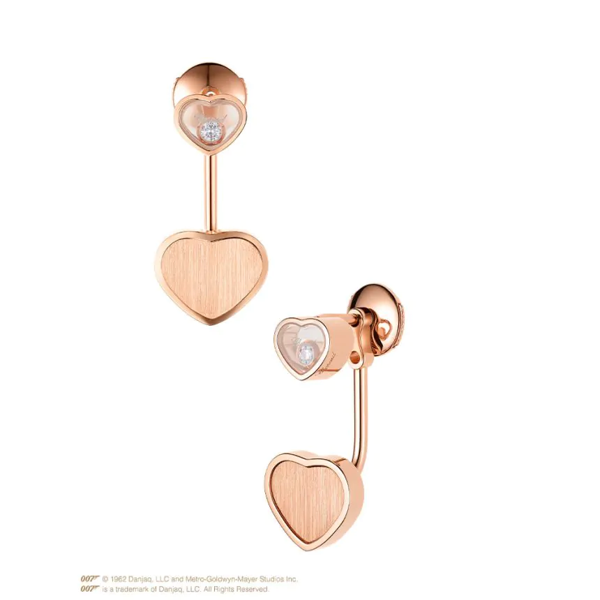 Chopard Happy Hearts Limited Edition James Bond 18ct Rose Gold & Diamond Drop Earrings 83A0075021