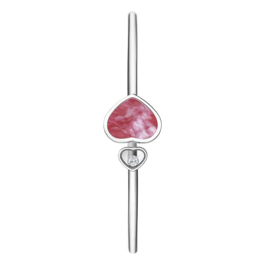 Chopard Happy Hearts Naked Heart Foundation 18ct White Gold, Pink Mother of Pearl & Diamond Bangle 8