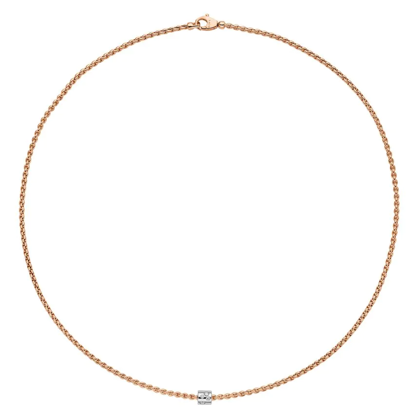 FOPE Aria 18ct Rose Gold Diamond Rondel Necklace 890CBBR