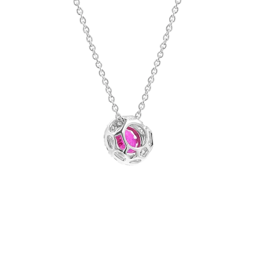 18ct White Gold 0.57ct Ruby and 0.20ct Diamond Pendant