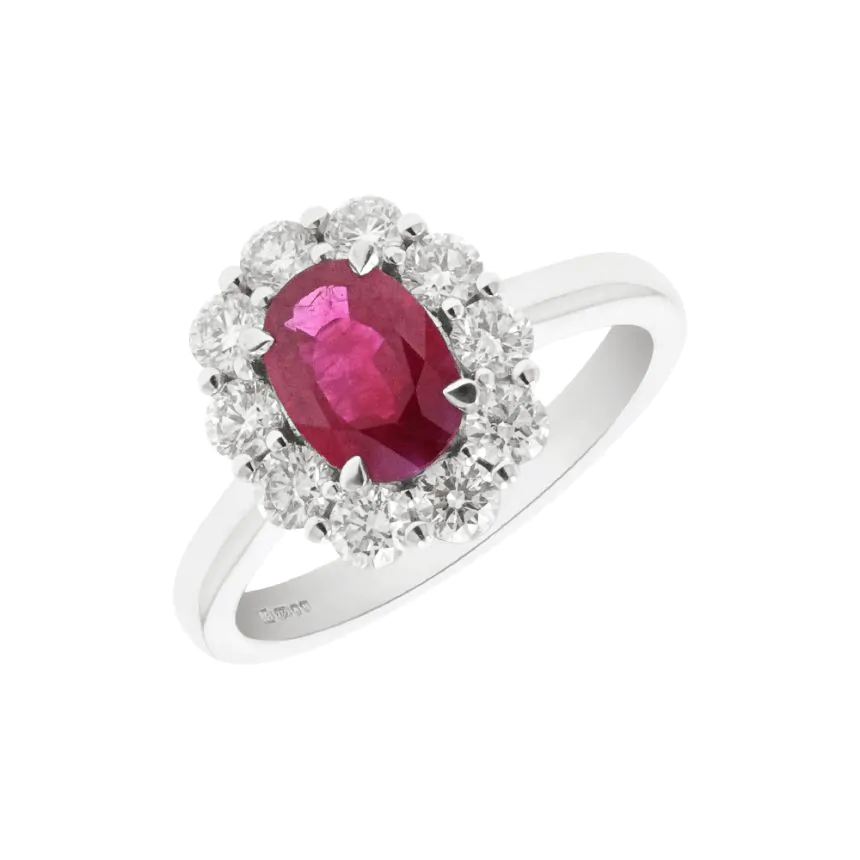 18ct White Gold 1.28ct Ruby and 0.82ct Diamond Ring