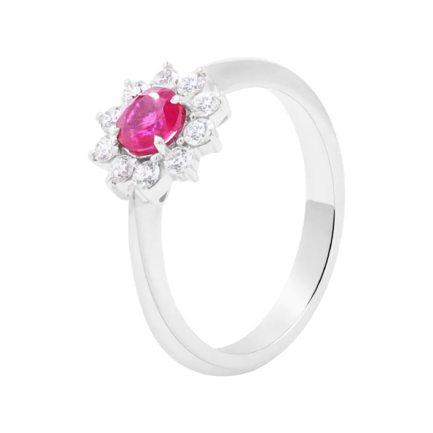 18ct White Gold 0.46ct Ruby and 0.31ct Diamond Ring
