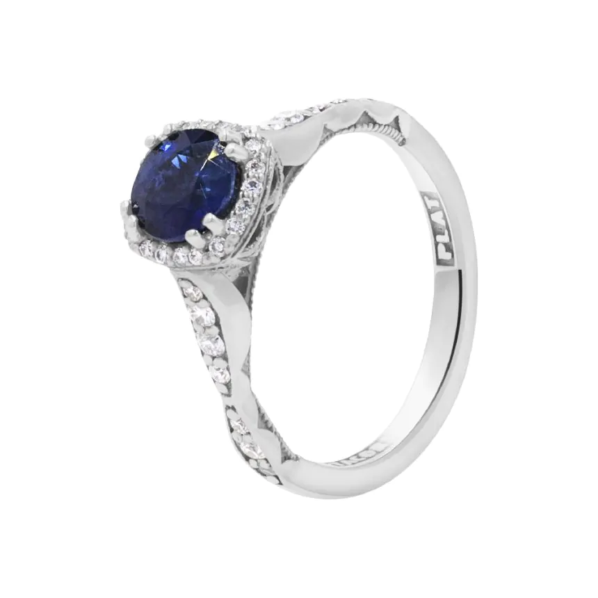 Platinum 1.04ct Sapphire and 0.25ct Diamond Engagement Ring