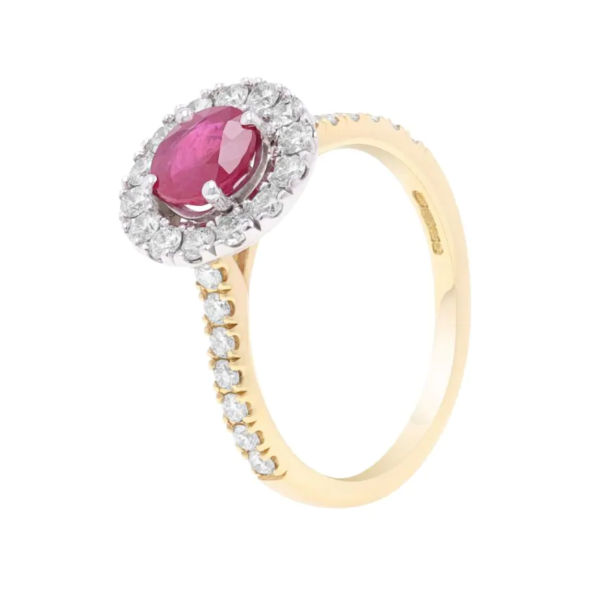 18ct Yellow Gold 1.01ct Ruby and 0.70ct Diamond Ring