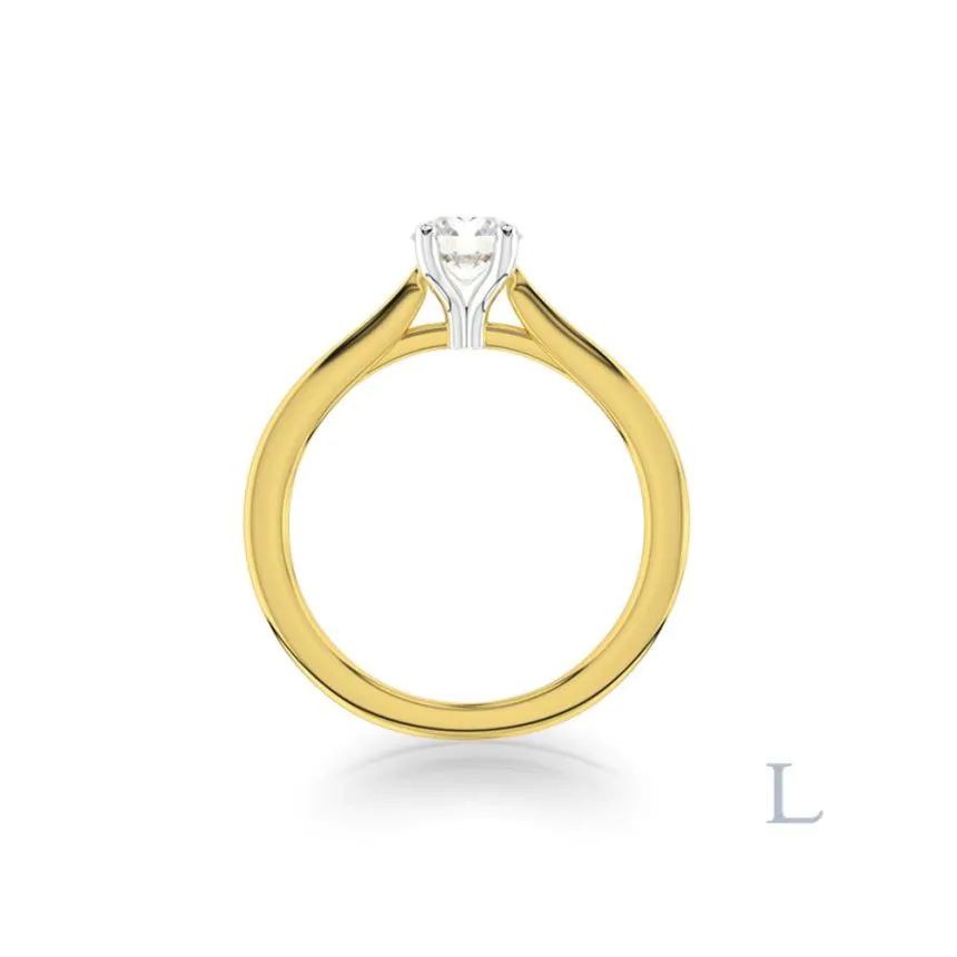 18ct Yellow Gold & Platinum 0.41ct D SI1 Brilliant Cut Diamond Solitaire Ring