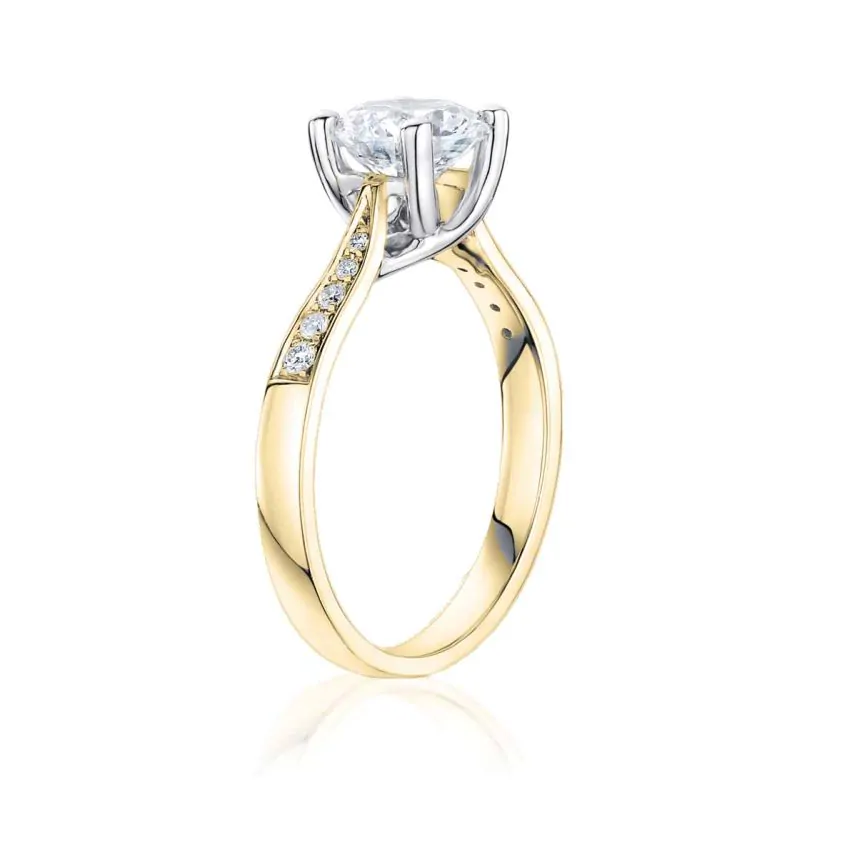 18ct Yellow Gold 0.46ct Diamond Ring With Diamond Shoulders
