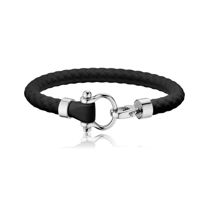 OMEGA Stainless Steel & Black Rubber Sailing Bracelet B34STA0509702