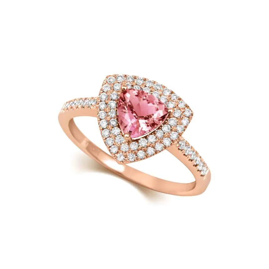 18ct Rose Gold Diamond and Morganite Ring