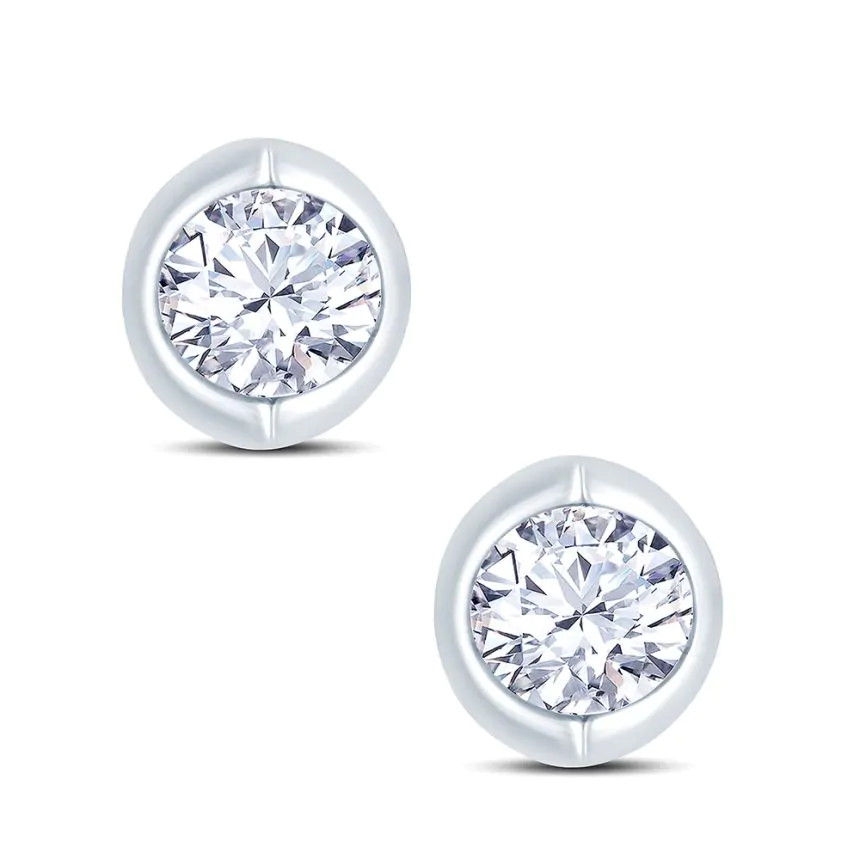 18ct White Gold 0.50ct Diamond Mirror Set Stud Earrings