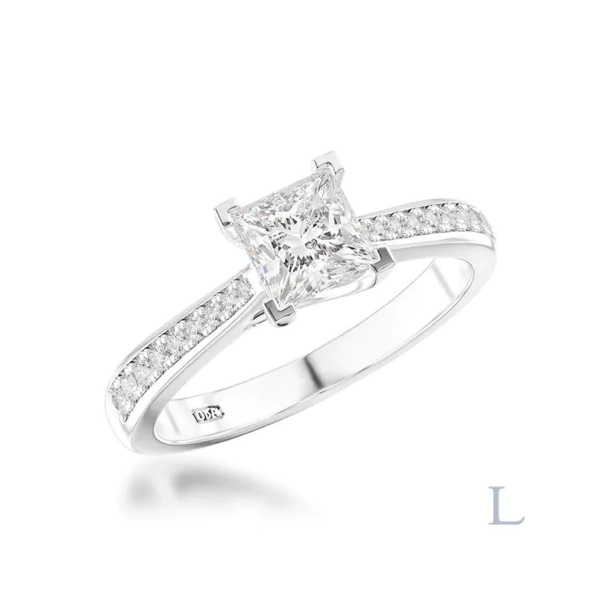Esme Platinum 1.00ct F VS1 Princess Cut Diamond Solitaire Ring