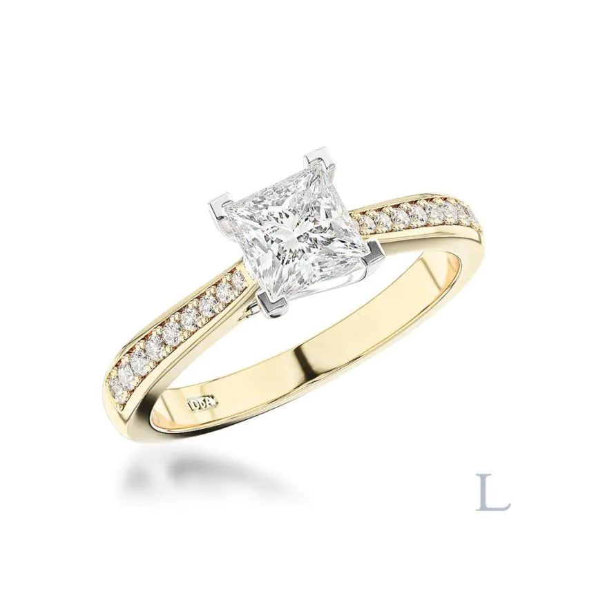Esme 18ct Yellow Gold & Platinum 0.53ct D SI1 Princess Cut Diamond Solitaire Ring