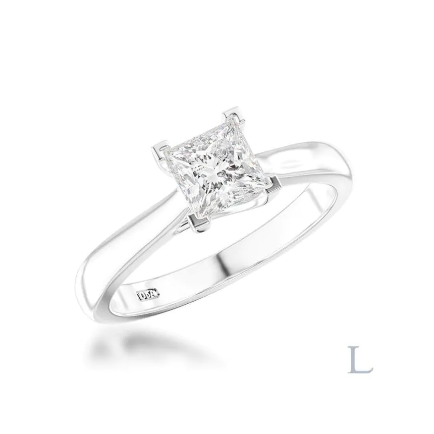 Esme Platinum 0.60ct D VS2 Princess Cut Diamond Solitaire Ring