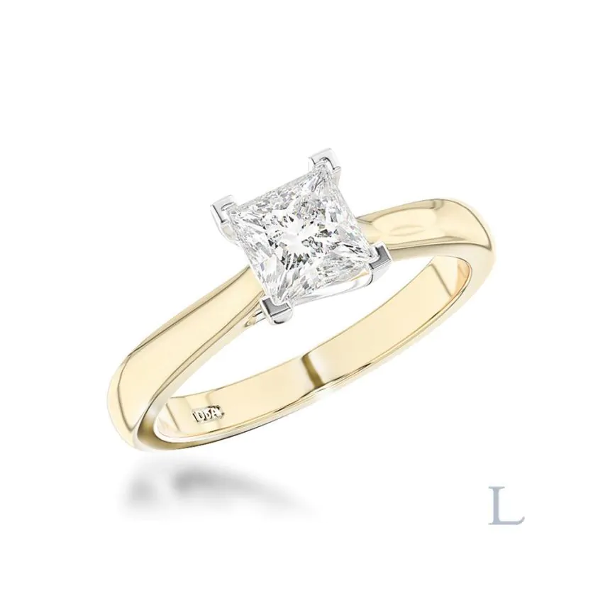 Esme 18ct Yellow Gold 0.71ct F VVS1 Princess Cut Diamond Solitaire Ring