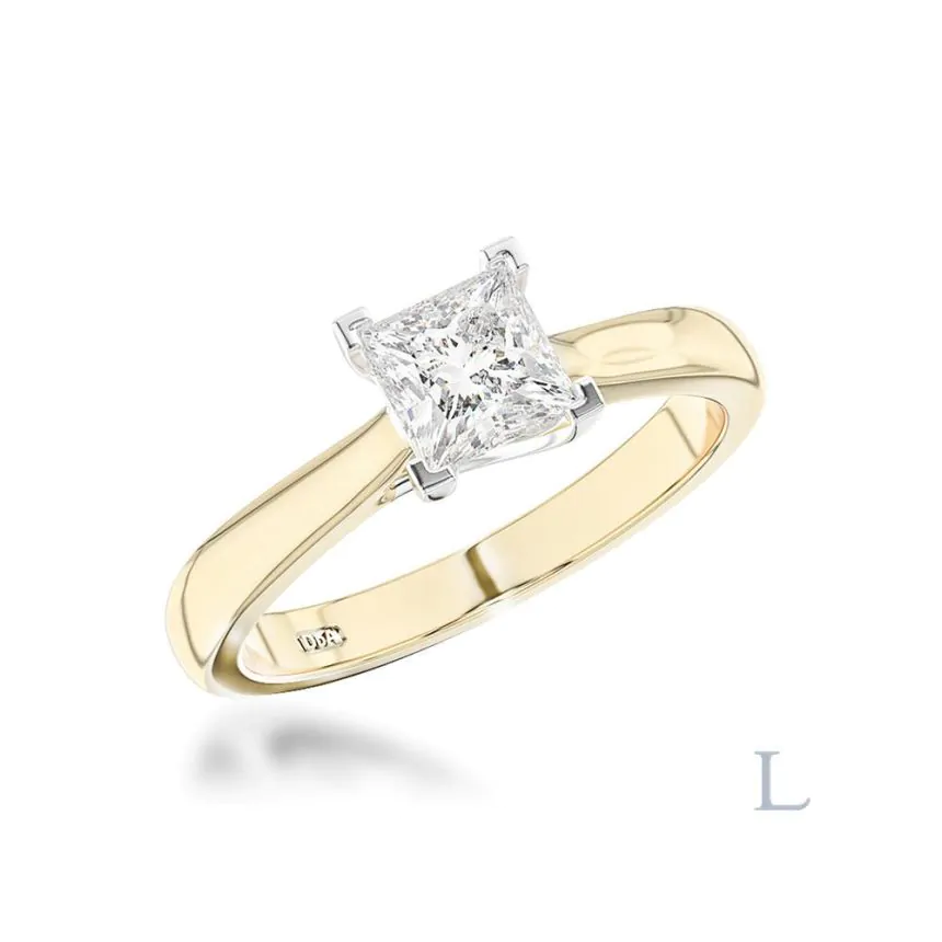 Esme 18ct Yellow Gold & Platinum 0.50ct G VS2 Princess Cut Diamond Solitaire Ring