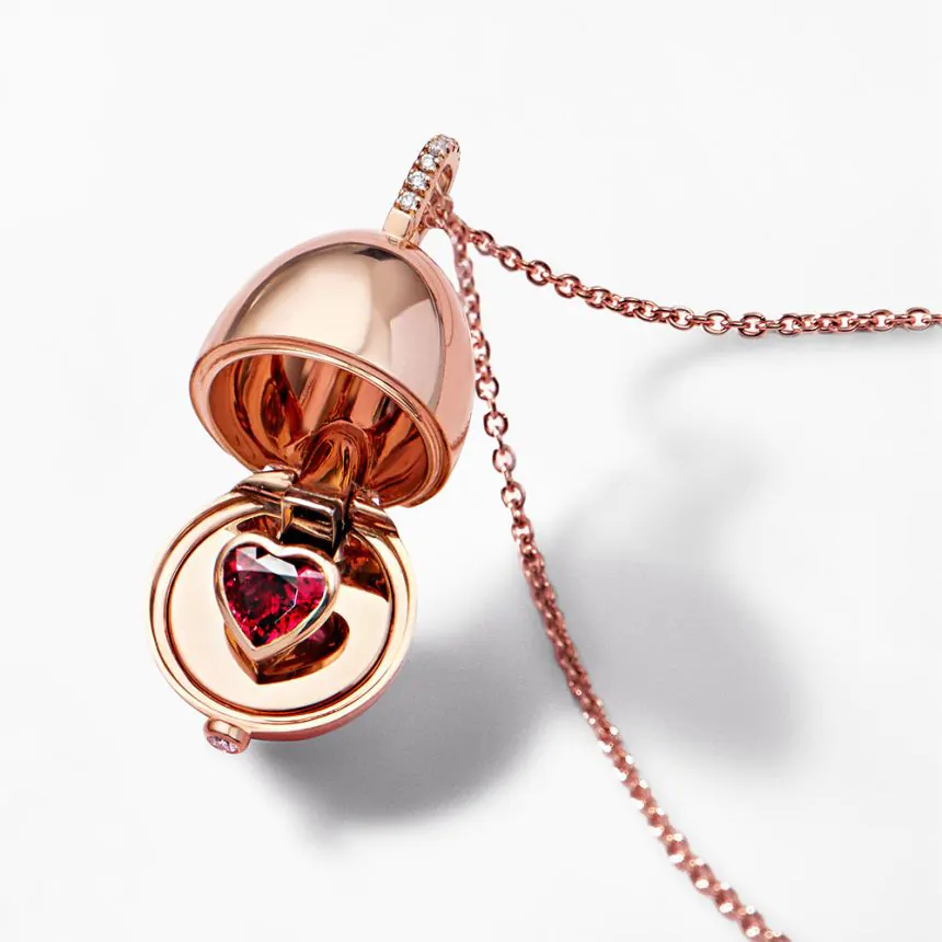 Fabergé Essence Rose Gold & Ruby Heart Surprise Locket 1258FP2371