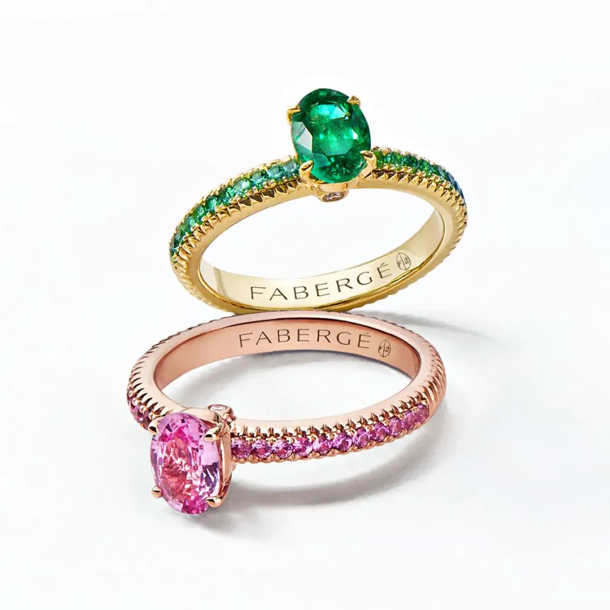 Fabergé Colours of Love Rose Gold & Pink Sapphire Fluted Ring 831RG2743