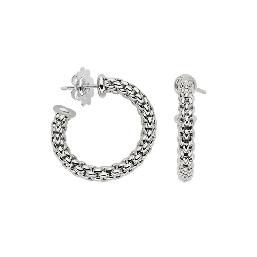 Fope Essentials 18ct White Gold Hoop Earrings Small OR01 WGM