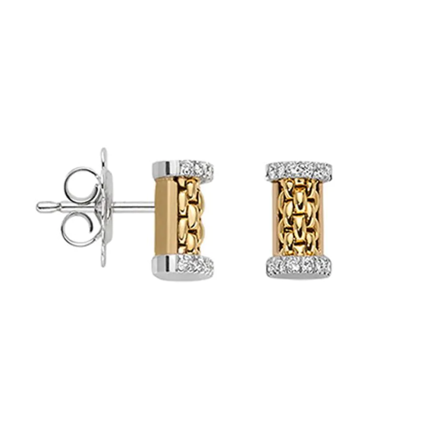 Fope Essentials 18ct White & Yellow Gold Diamond Stud Earrings OR07BBR