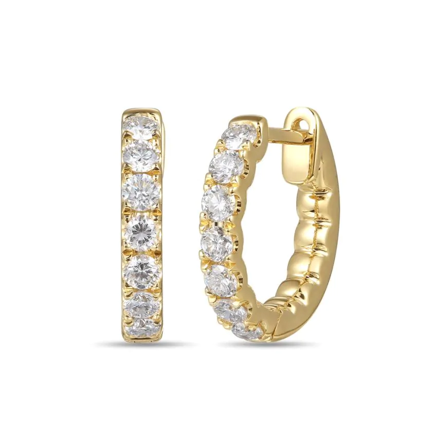 18ct Yellow Gold Diamond Set Hoop Earrings