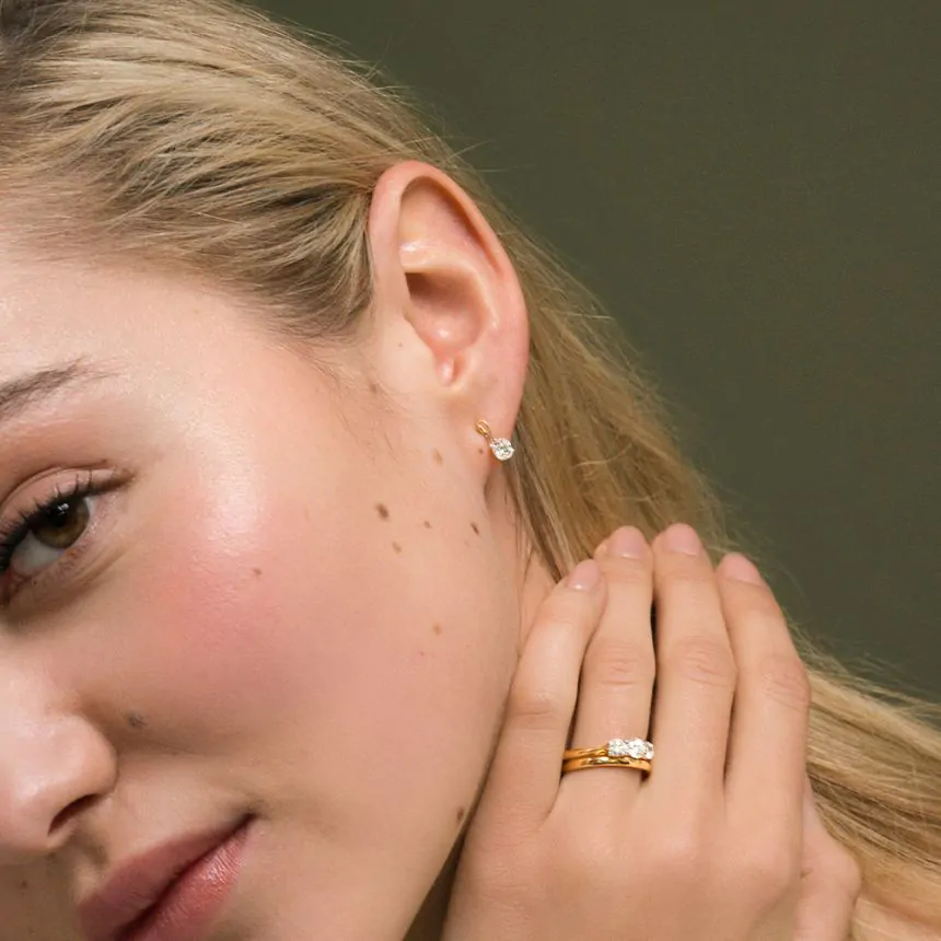 Isabella 18ct Yellow Gold & Platinum 0.68ct F SI1 Brilliant Cut Diamond Earrings